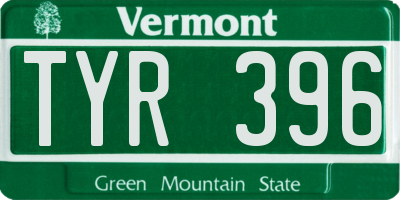 VT license plate TYR396