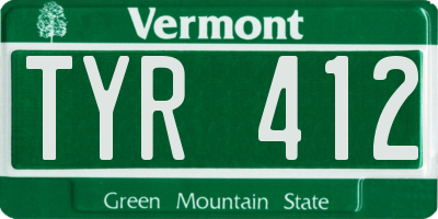VT license plate TYR412