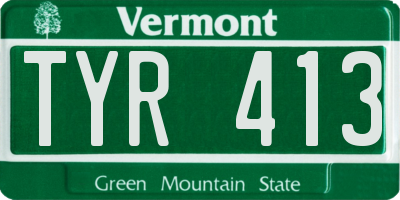 VT license plate TYR413