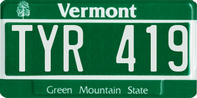 VT license plate TYR419