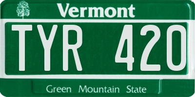VT license plate TYR420