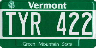 VT license plate TYR422
