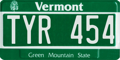 VT license plate TYR454