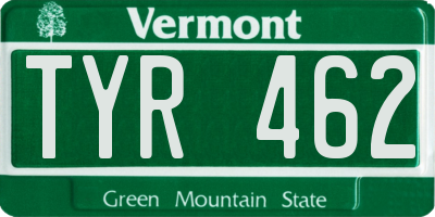 VT license plate TYR462