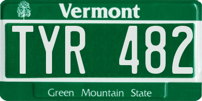 VT license plate TYR482