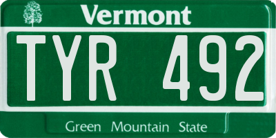 VT license plate TYR492