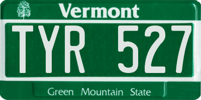 VT license plate TYR527