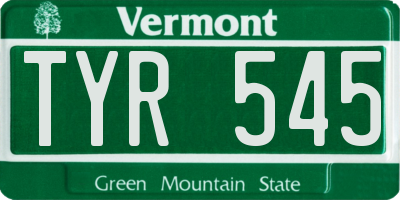 VT license plate TYR545