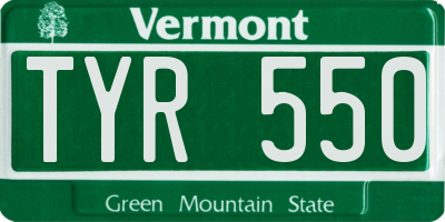 VT license plate TYR550