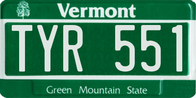 VT license plate TYR551