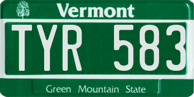 VT license plate TYR583