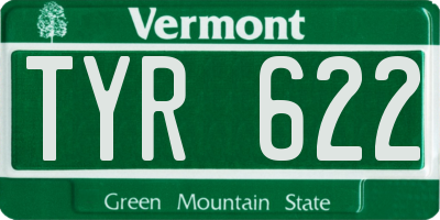 VT license plate TYR622