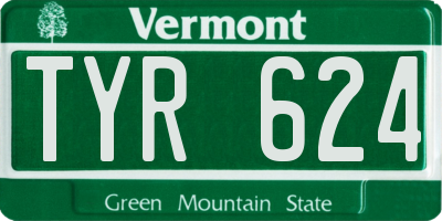 VT license plate TYR624