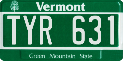 VT license plate TYR631