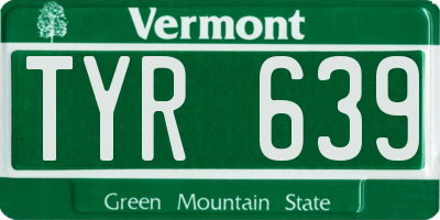 VT license plate TYR639