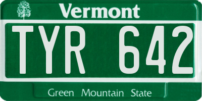 VT license plate TYR642