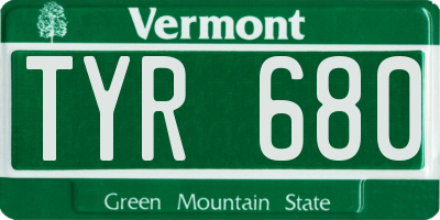 VT license plate TYR680