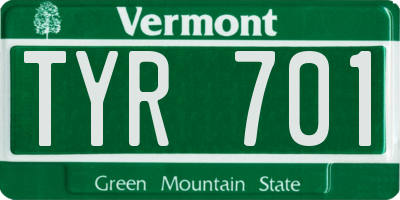 VT license plate TYR701