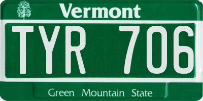 VT license plate TYR706