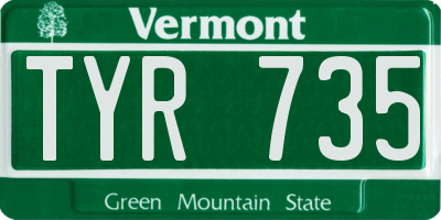VT license plate TYR735