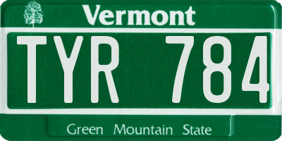 VT license plate TYR784