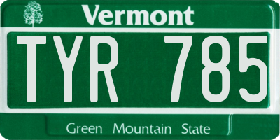 VT license plate TYR785