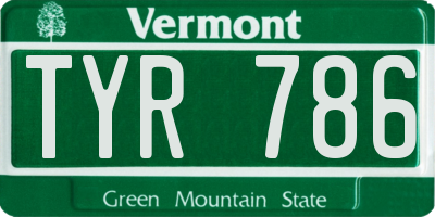 VT license plate TYR786