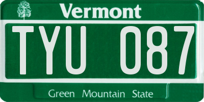 VT license plate TYU087