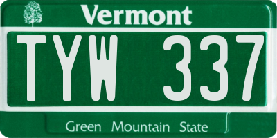 VT license plate TYW337