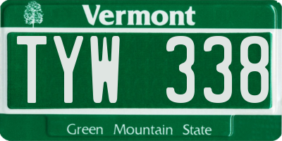 VT license plate TYW338
