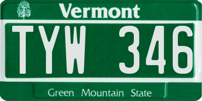 VT license plate TYW346