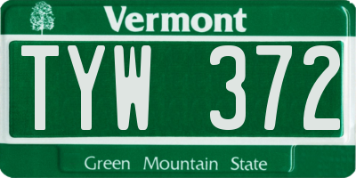 VT license plate TYW372