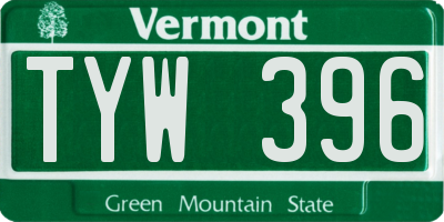 VT license plate TYW396