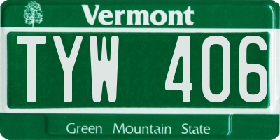VT license plate TYW406