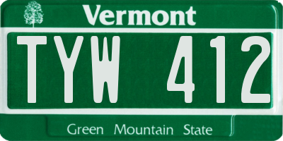 VT license plate TYW412