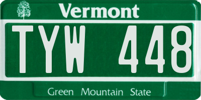 VT license plate TYW448