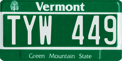 VT license plate TYW449