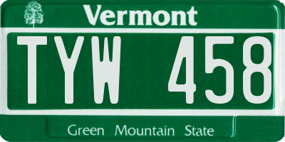 VT license plate TYW458