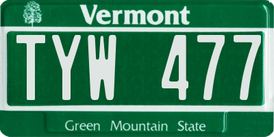 VT license plate TYW477