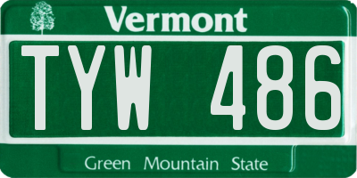 VT license plate TYW486