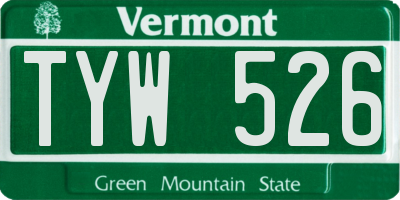 VT license plate TYW526