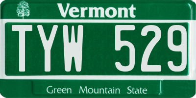 VT license plate TYW529