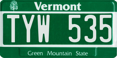 VT license plate TYW535