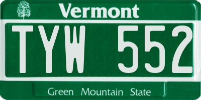VT license plate TYW552