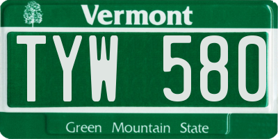 VT license plate TYW580