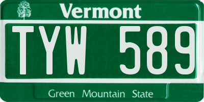 VT license plate TYW589