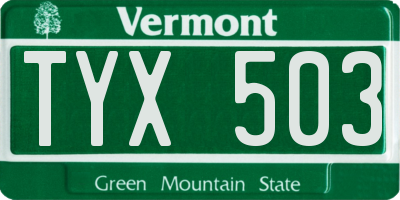 VT license plate TYX503