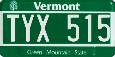 VT license plate TYX515
