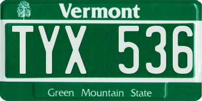VT license plate TYX536