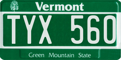 VT license plate TYX560